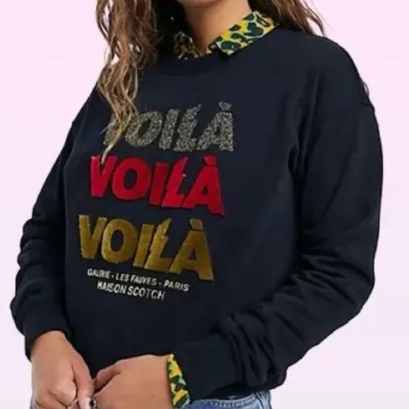 Scotch & Soda Sweatshirt‎ Womens Extra Small Voila Applique Black Maison Scotch - Picture 2 of 10